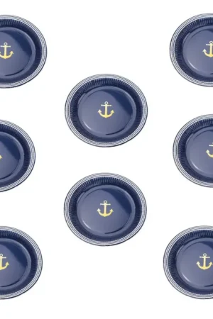 Prix Cassé Assiette carton Ancre Marine x 8 pièces