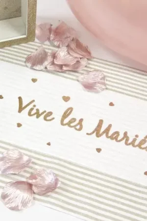 Livraison Express Sur chemin de table Vive les Mariés Rose gold