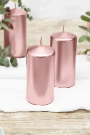 Bougie cylindrique Rose gold 12cm x 6 pièces Bon Plan