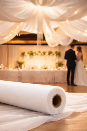 Authentique Tenture de salle mariage blanche 8m x 80 cm