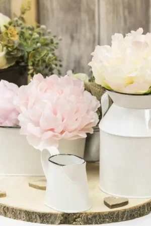Centre de table Petit pot métal Blanc Nouvel Arrivage