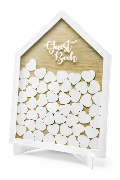Livre d'or Bois Guest Book avec Coeur Certifié