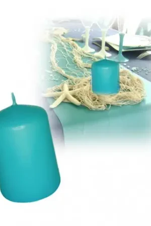 Vente Flash Bougie cylindrique Turquoise 10cm