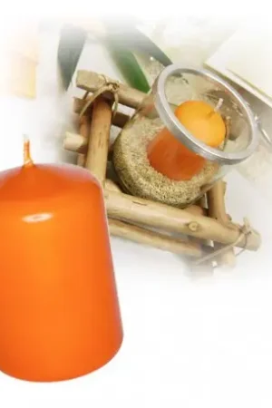 Bougie cylindrique Orange 10cm Meilleure Vente