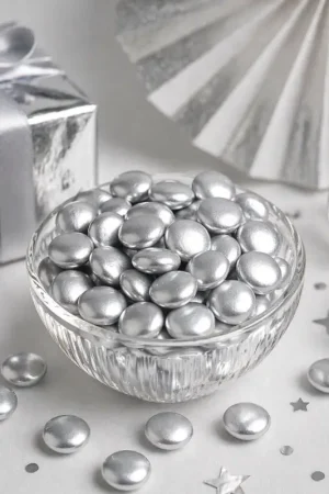 Dragees au chocolat confetti Argent Soldes