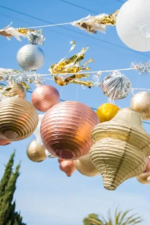 Boule lampion en papier métallisé Rose Gold50cm Expédié Aujourd'hui