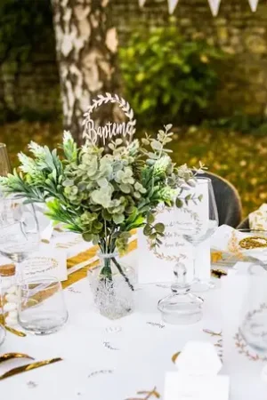 Bouquet fleurs de champs vertes et blanches 30cm Seulement Aujourd'hui