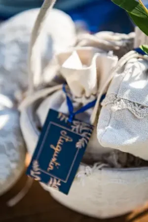10 Etiquettes Fougere marine avec ruban satin Nouveauté