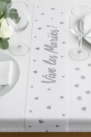 Sur chemin de table Vive les Mariés Argent Offre Exclusive