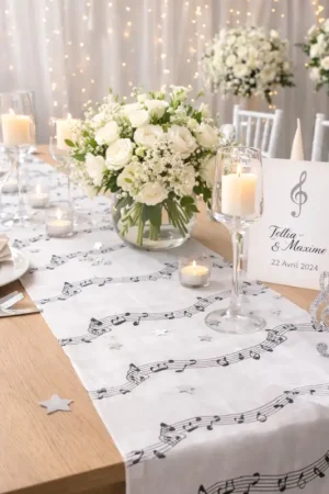 Produit De Marque Chemin de table Blanc Note de Musique