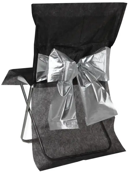 Housse de chaise intissé Bicolore Noir et Argent x 4 pièces Meilleure Vente