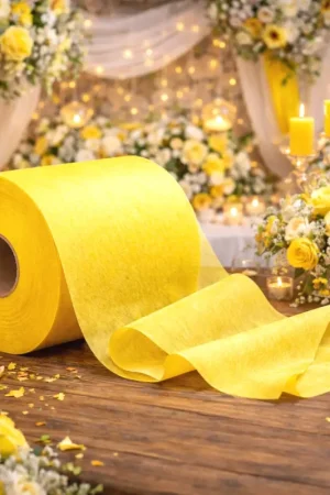 Ruban tissu intisse large 20cm x 100 mètres Jaune pour 40 noeuds de chaise Prix Promo