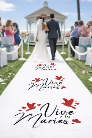 Tapis d'Eglise Mariage Vive les Mariés 10 mètres Offre Du Jour