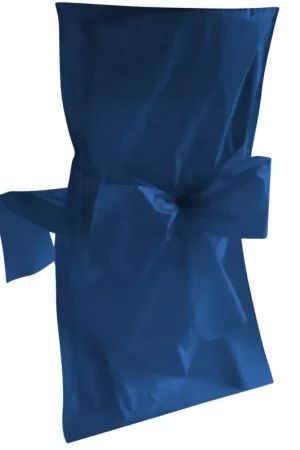 Housse de chaise satin Bleu marine Sans noeud x10 Petit Prix