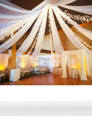 Prix Bas Tenture mariage luxe en satin blanc 12m