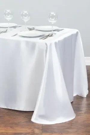 Commande En Gros Nappe mariage en satin blanc rectangulaire 150x300cm