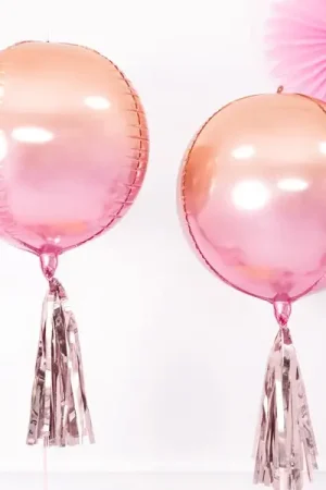 Certifié Ballon boule mylar Orange et Rose Gold