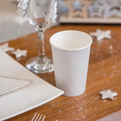 Gobelet Argent pailleté en carton x10 pièces Achetez Aujourd'hui
