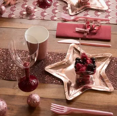 Assiette en plastique etoile Rose Gold x 10 pièces Commande En Gros
