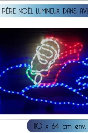 Silhouette de noel lumineuse Pere Noel dans Avion Nouvel Arrivage