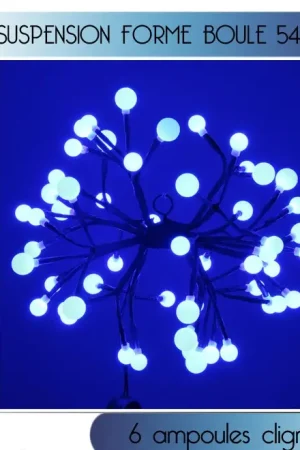 Usine Directe Grappe suspension de noel lumineuse 54 LED Bleu