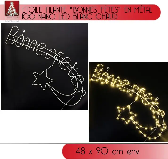Etoile Filante lumineuse Bonnes fetes 100 LED Nano Blanc Chaud Offre Limitée