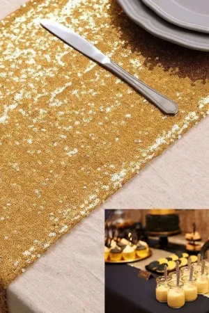 Chemin de table Venise Sequins Or Super Prix