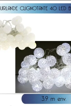 Guirlande lumineuse 40 LED Boule BLANCHE Meilleur Prix