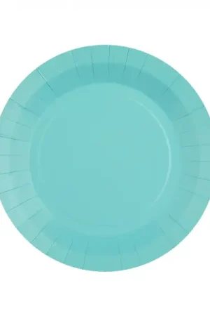 Petite assiette en carton ronde bleu ciel x 10 pièces Offre Exclusive