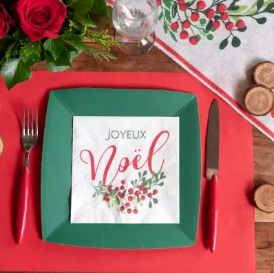 Top Vente Assiette carrée en carton Vert Foncé 23cm x 10 pièces