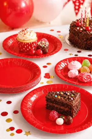 Promotion Petite assiette en carton ronde Rouge x 10pièces