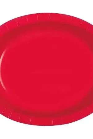 Assiette Carton Ovale Rouge 30cm x 8 pièces Dernier Modèle