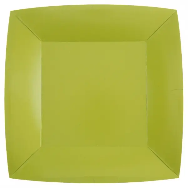 Marque Assiette carrée en carton Vert anis 23cm x 10 pièces