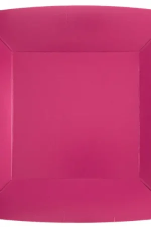 Commande En Gros Assiette carrée en carton Fuchsia 23cm x 10 pièces