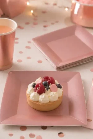 Nouvelle Collection Petite assiette carrée en carton Rose gold 18cm x 10 pièces