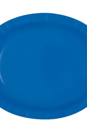 Bon Plan Assiette Carton Ovale Bleu Roi 30cm x 8 pièces