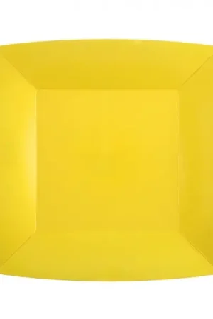 Haute Qualité Petite assiette carrée en carton Jaune 18cm x 10 pièces