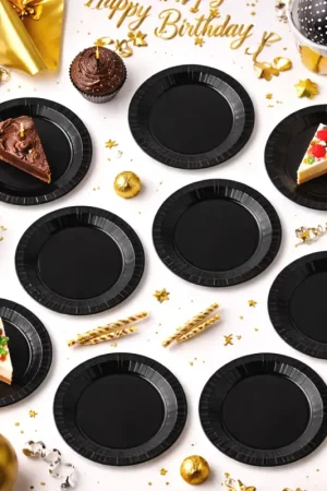 Affaire À Saisir Petite assiette en carton ronde Noire x 10 pièces