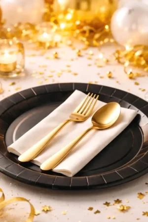 Assiette carton Noire ronde 23 cm x 10 pièces Paiement Sécurisé