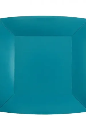 Certifié Petite assiette carrée en carton Turquoise 18cm x 10 pièces