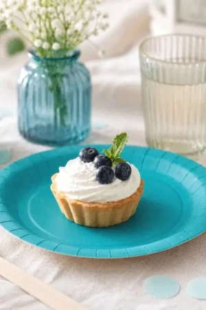 Nouvelle Collection Petite assiette en carton ronde Turquoise x 10 pièces