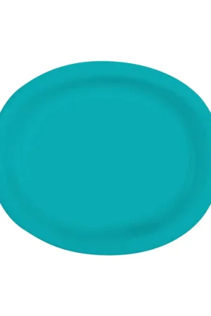Assiette Carton Ovale Turquoise 30cm x 8 pièces Nouvelle Collection