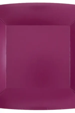 Expédié Aujourd'hui Assiette carrée en carton Aubergine 23cm x 14 pièces