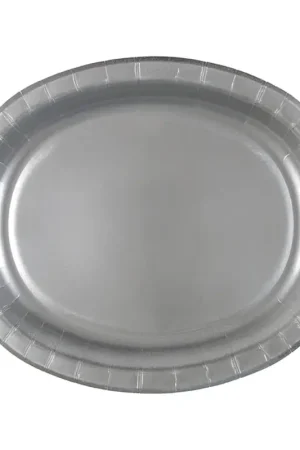 Assiette Carton Ovale Argent 30cm x 8 pièces Meilleur Choix