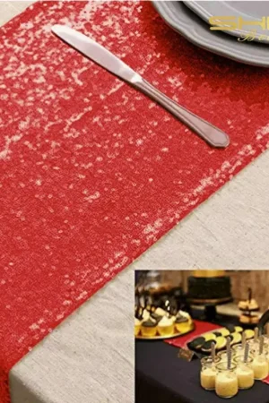 Chemin de table Venise Sequins Rouge Dernier Modèle