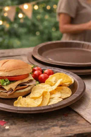 Dernière Chance Petite assiette en carton ronde Chocolat x 10 pièces