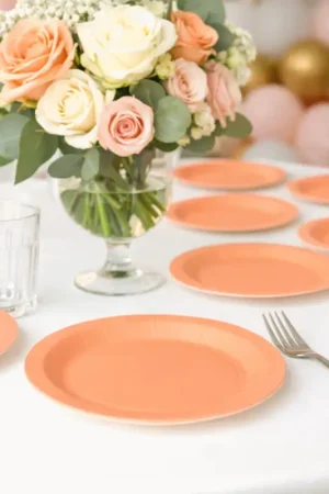 Paiement Sécurisé Petite assiette en carton ronde Corail x 10 pièces