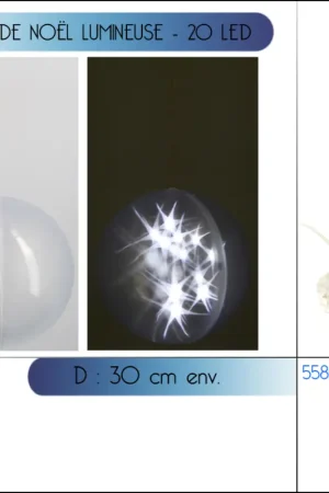 Paiement Sécurisé Grande Boule de noel lumineuse Blanche avec telecommande