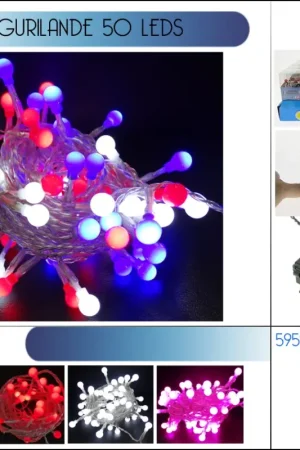 Guirlande Lumineuse de Noel 50 LED Rose Paiement Sécurisé