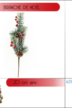 Branche de noel cerisier avec pomme de pin Certifié